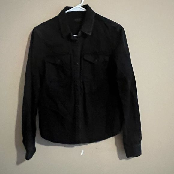 All Saints Tops - Allsaints Washed Black Snap Button Cotton Long Sleeve Kaia Denim Shirt Size 2